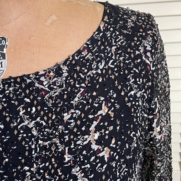 CLUB MONACO Women's Mini Dress Multicolor Sheer 3/4 sleeves Size 8 - Picture 3 of 10